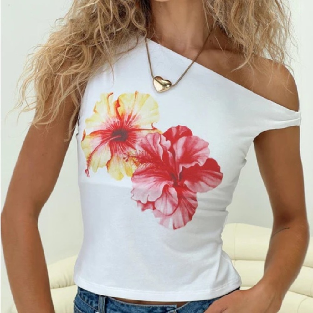 NWT Princess Polly Edwardi Hibiscus Top White